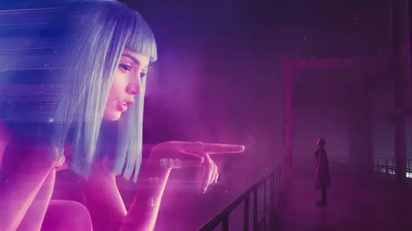 A cinematic action shot showing the protagonist of Stellar Blade engaged in high-speed combat against a metallic enemy.