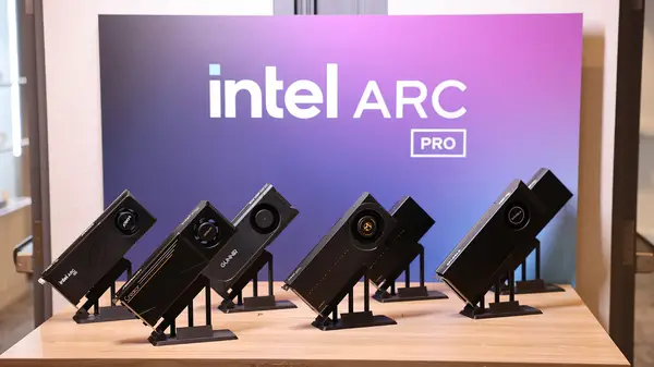 a look at the internal components and architecture of the Intel Arc Pro B70 graphics card.
