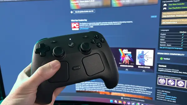 Steam controller on table