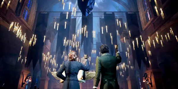Hogwarts students in hall