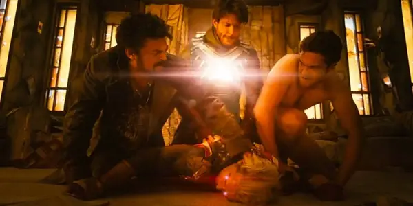 A scene from The Boys TV show, showing the characters in action
